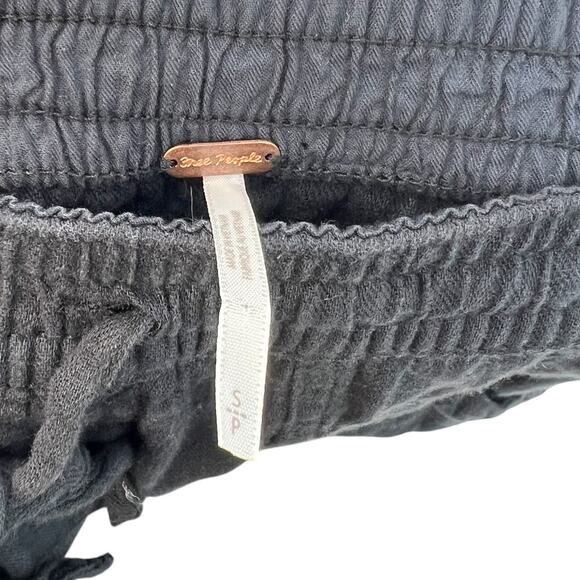 Free People Feelin' Good Pants Linen Blend Utility Cargo Black Size Small - Picture 9 of 11